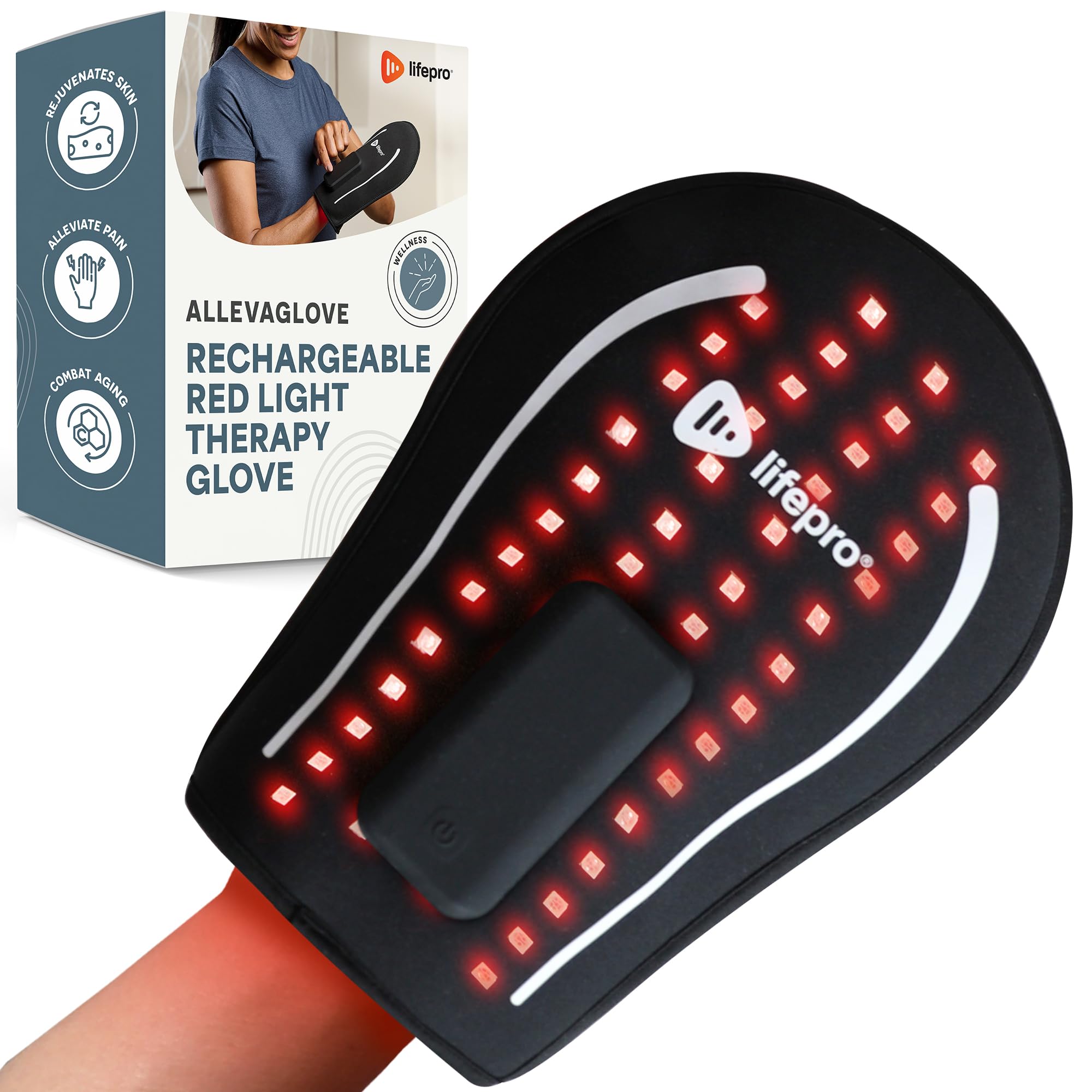 ELIGH＋AMPLIVE / Therapy At 3 LifePro Allevaglove Red Light Therapy Device-Infrared Light